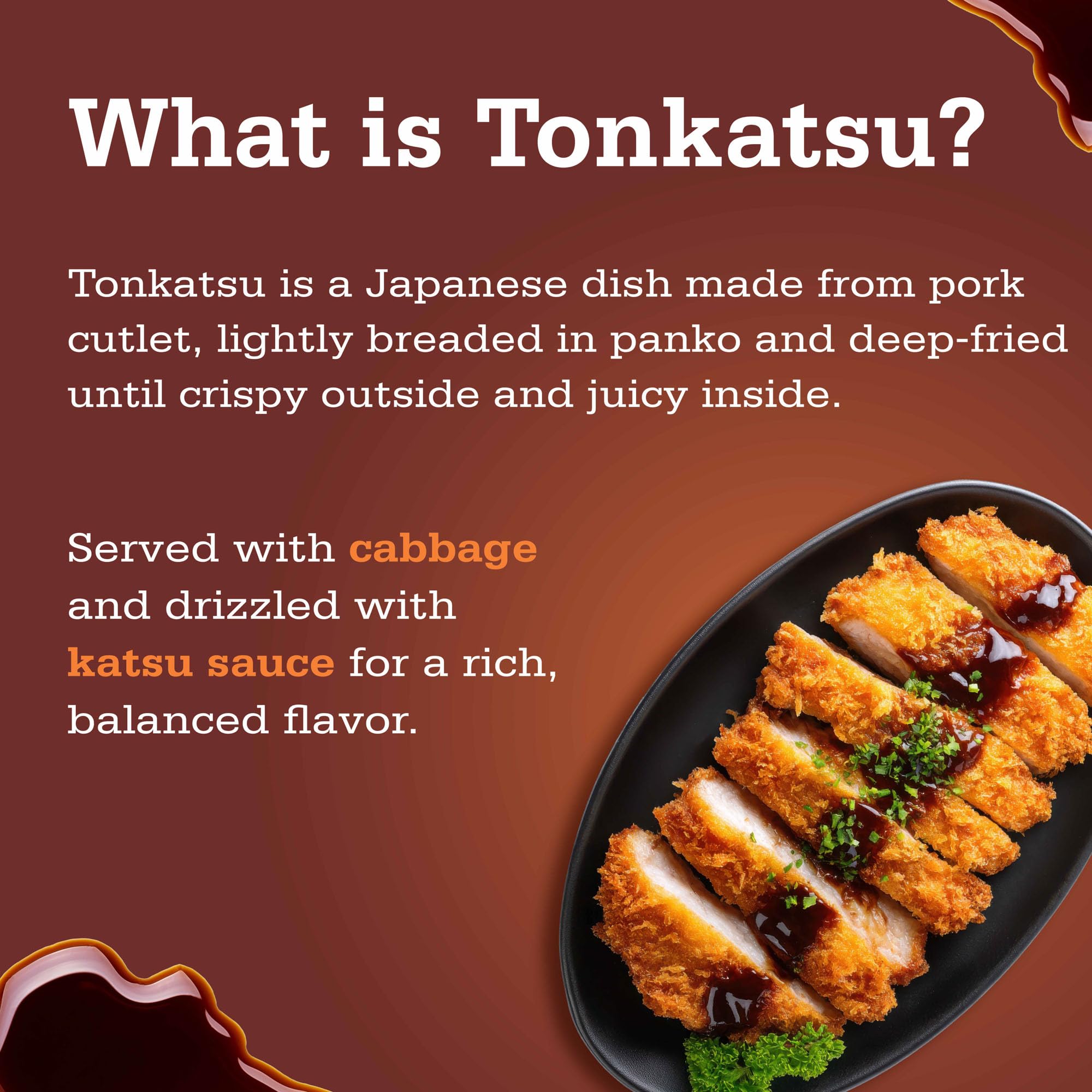 Serving pork cutlets with Otafuku Tonkatsu Sauce dipping sauce
