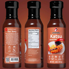 Otafuku Tonkatsu Sauce being poured to add sweet-tangy depth.