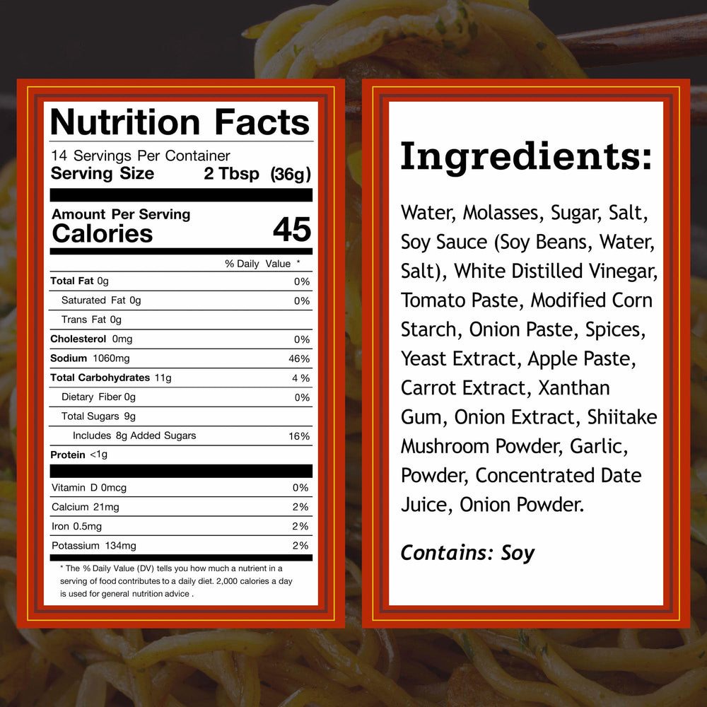 Otafuku Yakisoba Sauce pour display highlights easy glazing for vegetables and proteins.