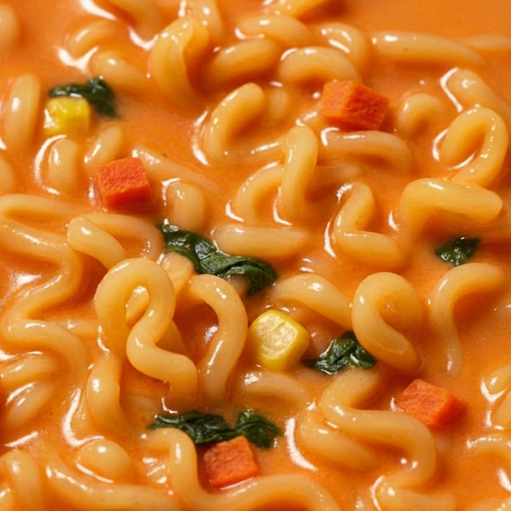 OTOKI Cheesy Ramen bowl steaming evokes comforting, creamy spice in a ready-to-eat moment.