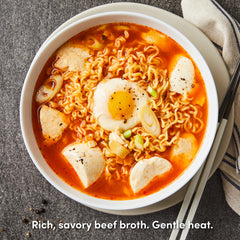 OTOKI Jin Ramen Mild Cup noodles close-up showing chewiness.