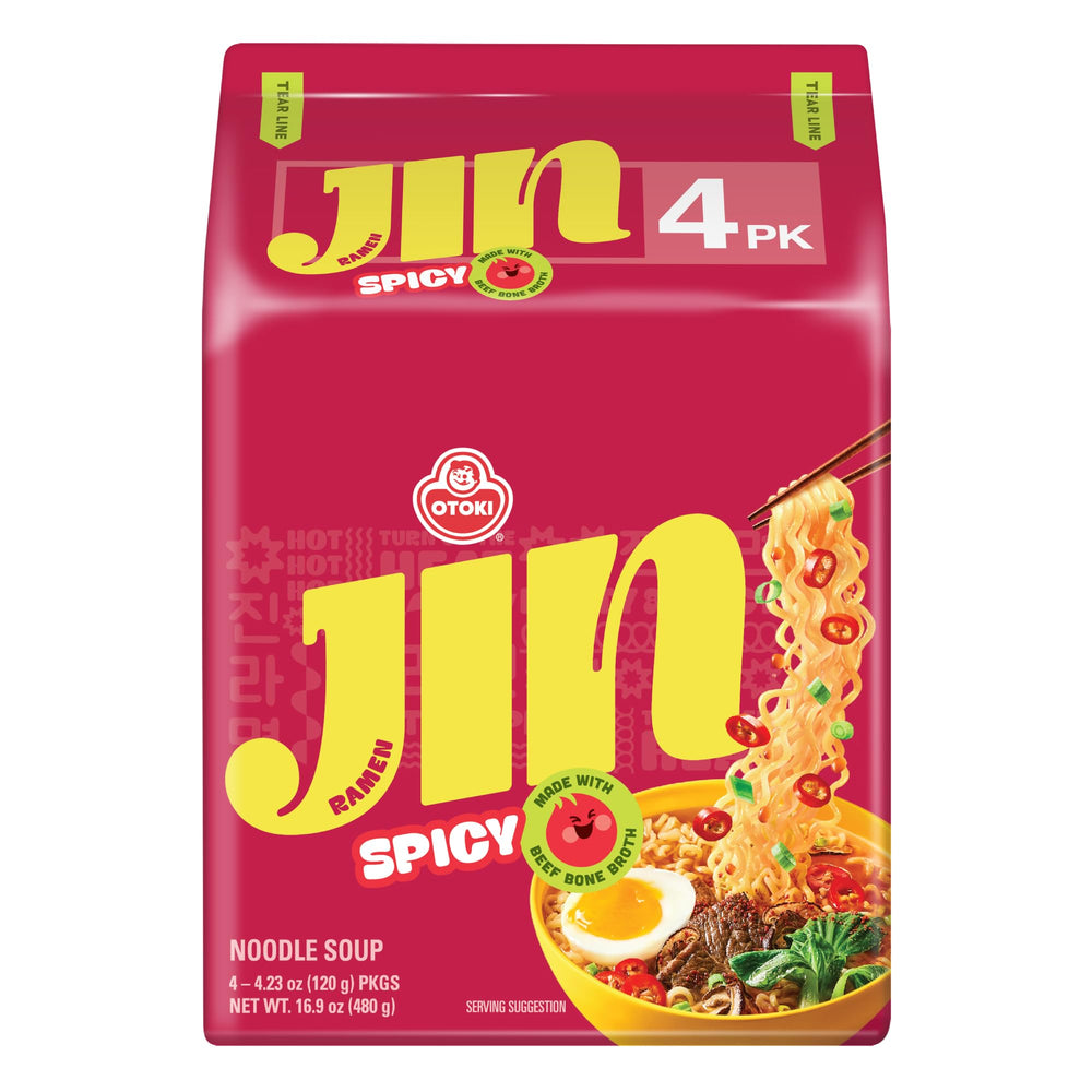 OTOKI Jin Ramen Spicy pack of 4, ideal for quick weeknight dinners.