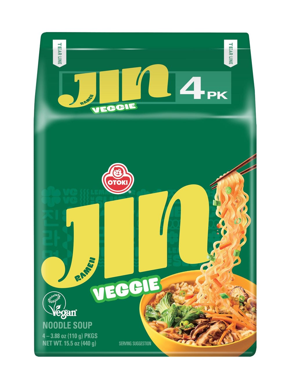 OTOKI Jin Ramen Veggie noodles in a steaming bowl for a quick vegan lunch.