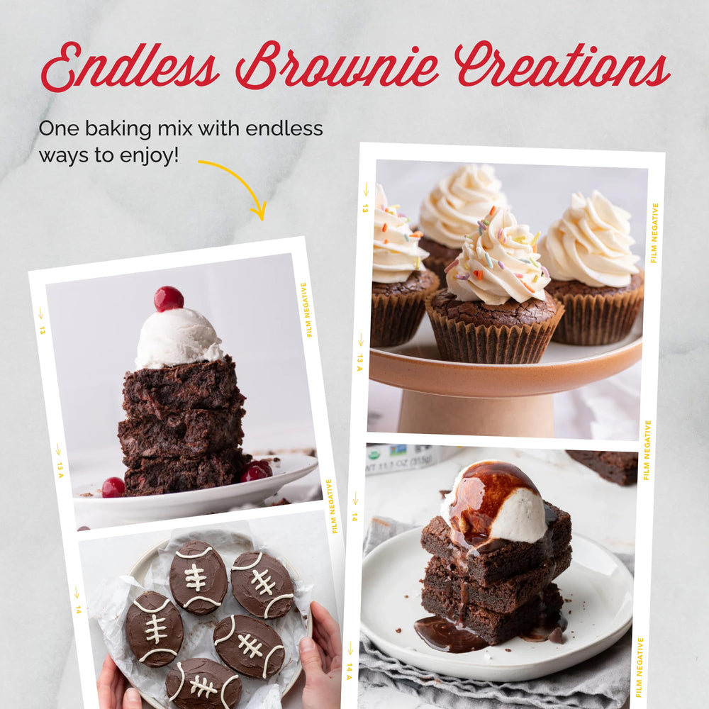 Otto's Naturals brownie batter close-up shows fudgy texture.