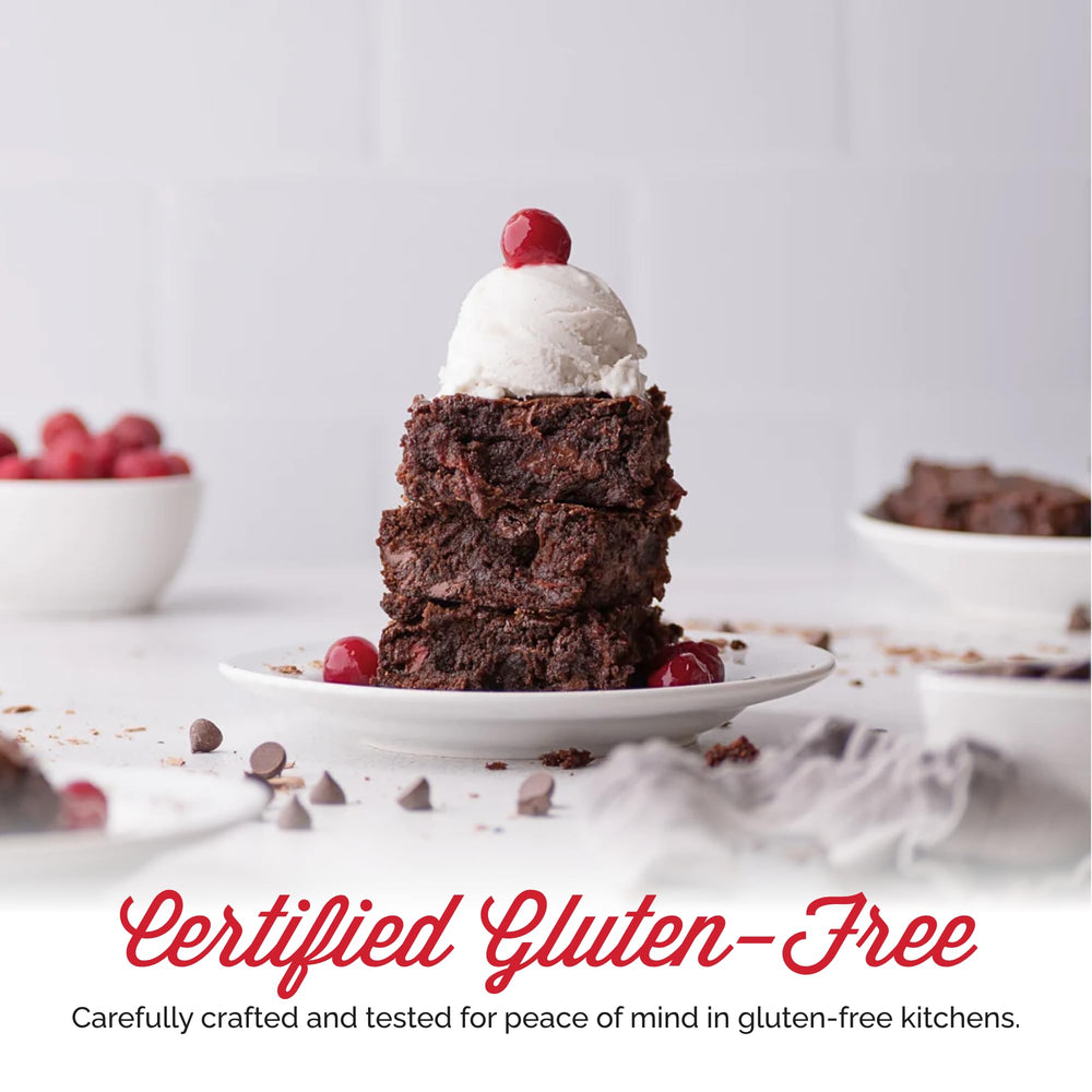 Otto's Naturals brownie mix in oven-ready pan for bakery-style results.