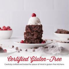 Otto's Naturals brownie mix in oven-ready pan for bakery-style results.