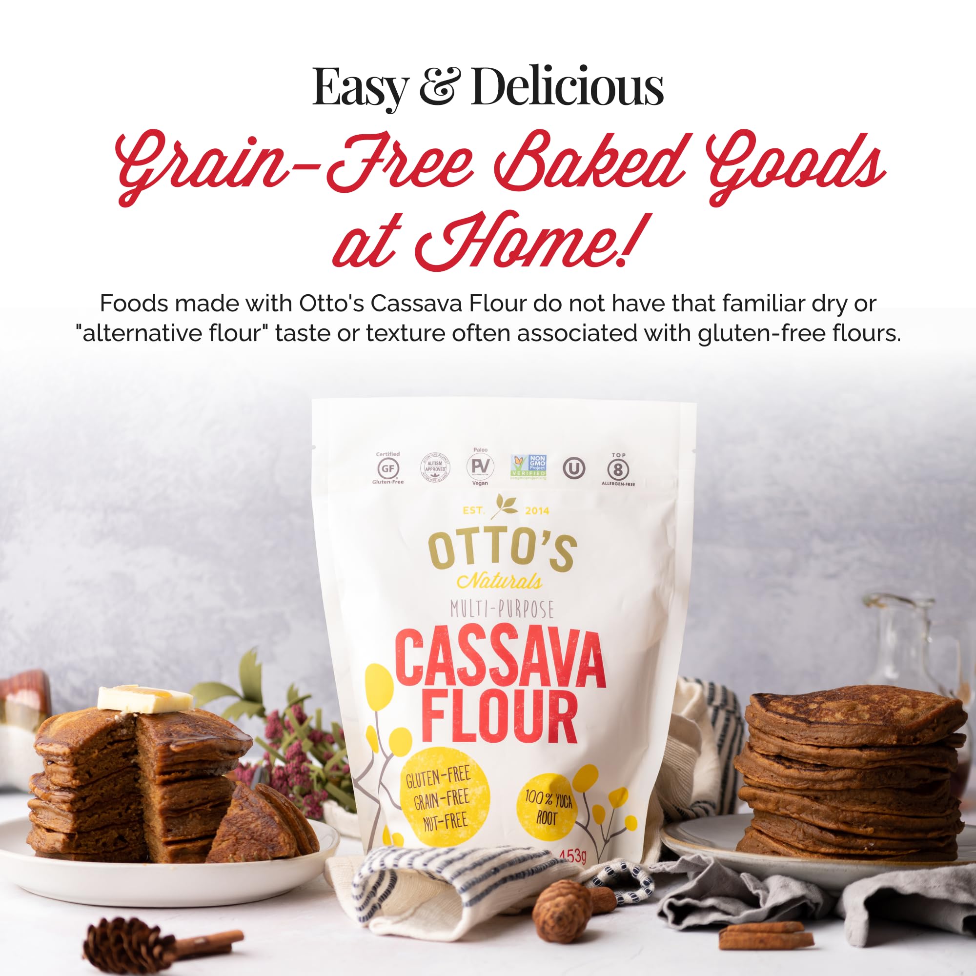 Otto's Naturals Cassava Flour gum-free option for allergy-friendly baking.