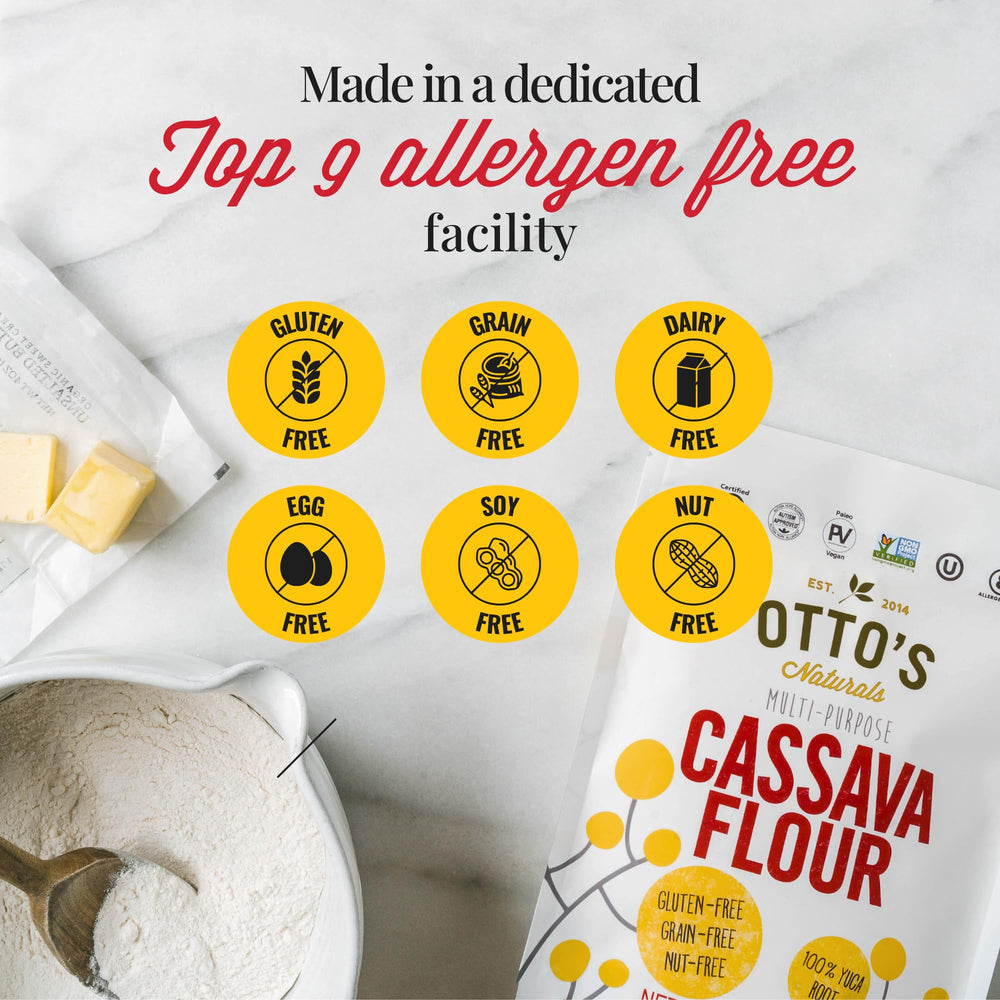 Otto's Naturals cassava flour measuring by weight for consistent batter