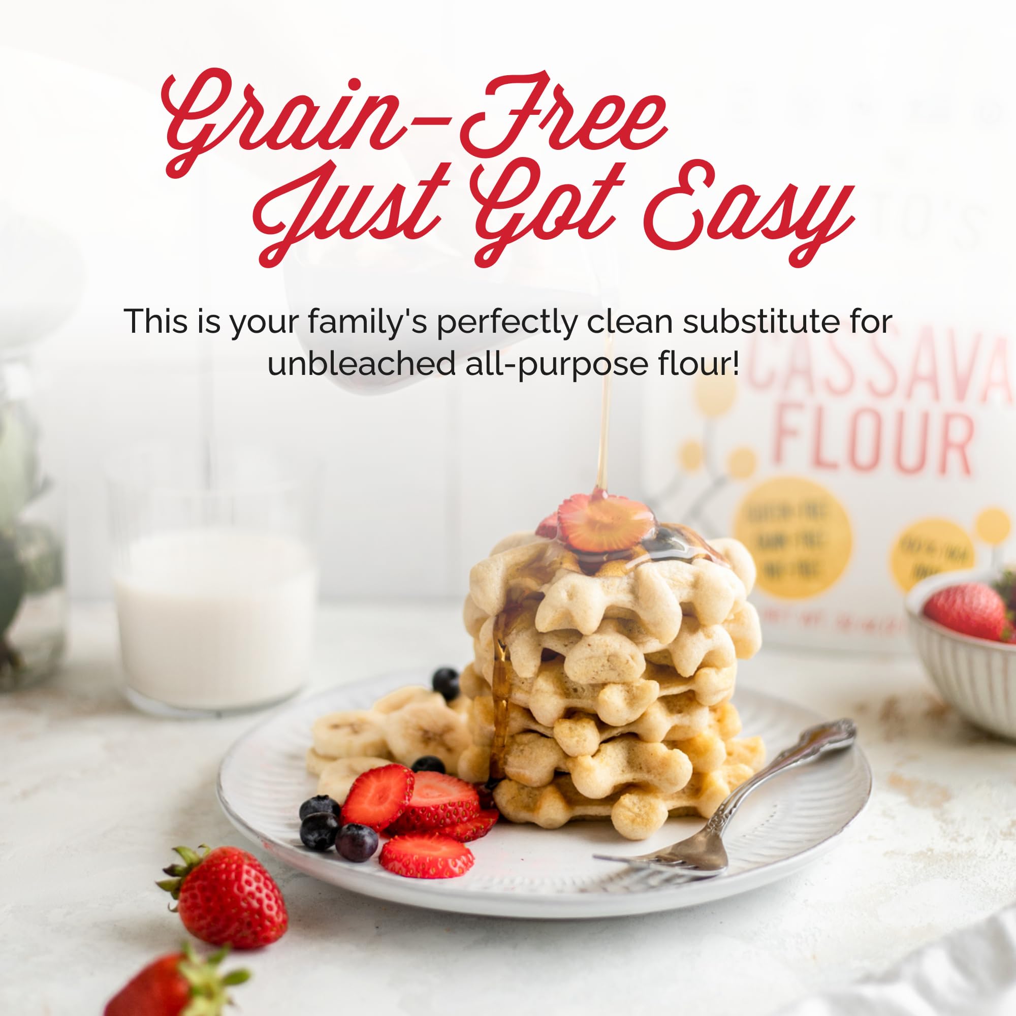 Otto's Naturals Cassava Flour waffles with neutral flavor.