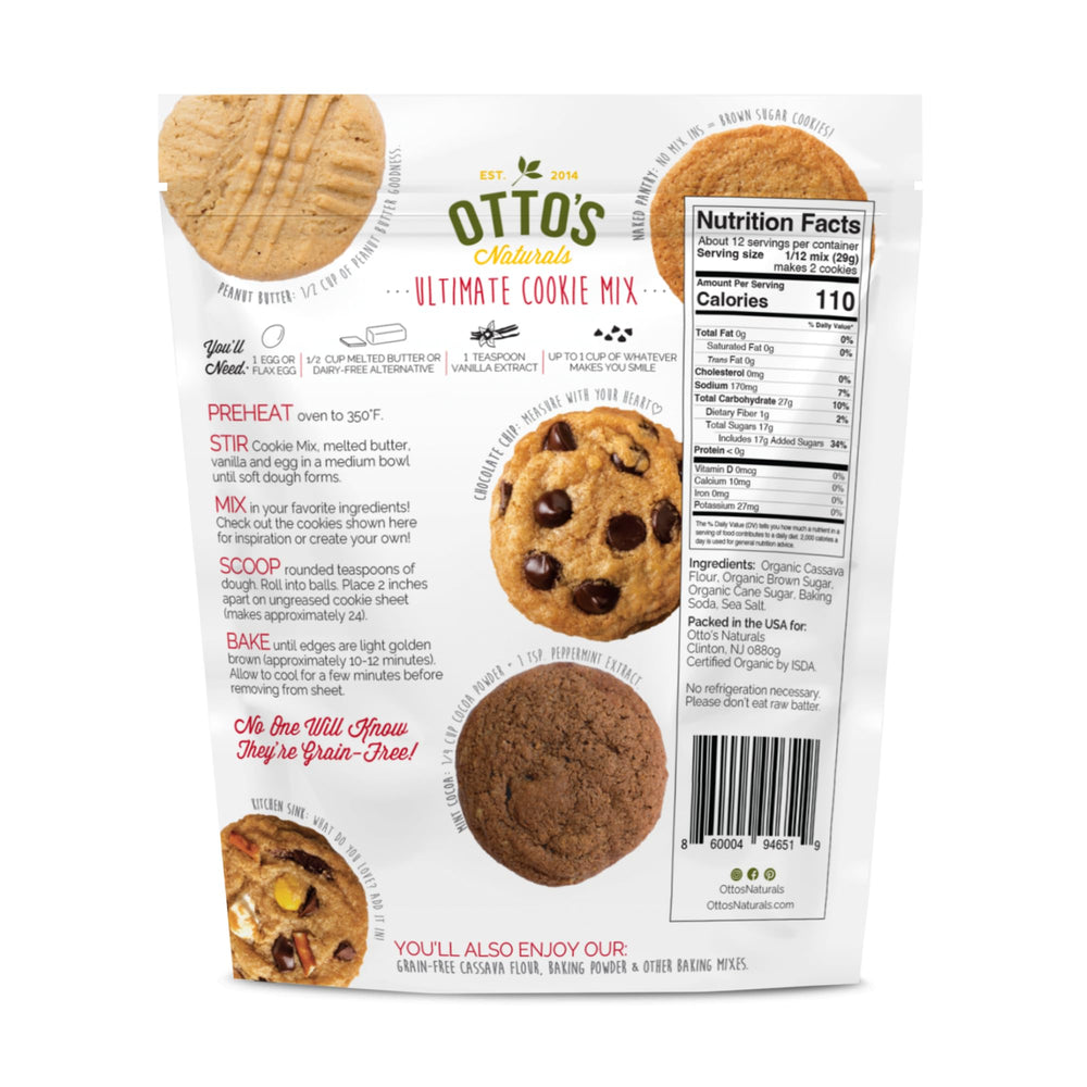 Otto's Naturals ingredients highlight organic cassava flour for tender cookies