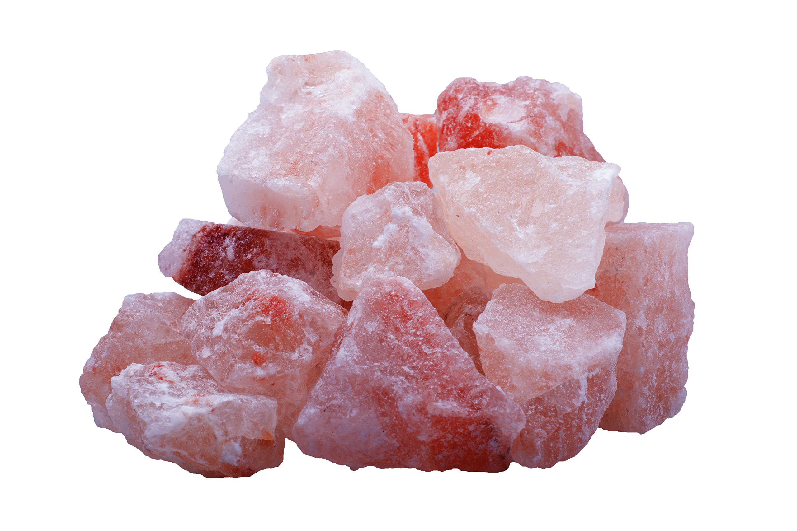 OULLYY Himalayan salt chunks in mixed 1–2 inch size with pink to orange hue.