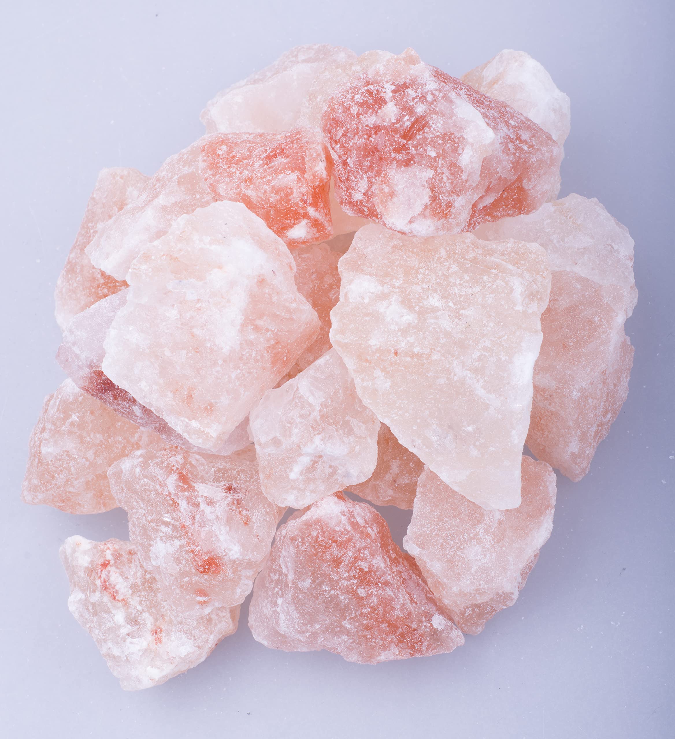 Close-up of pink to orange Himalayan salt chunks from OULLYY.