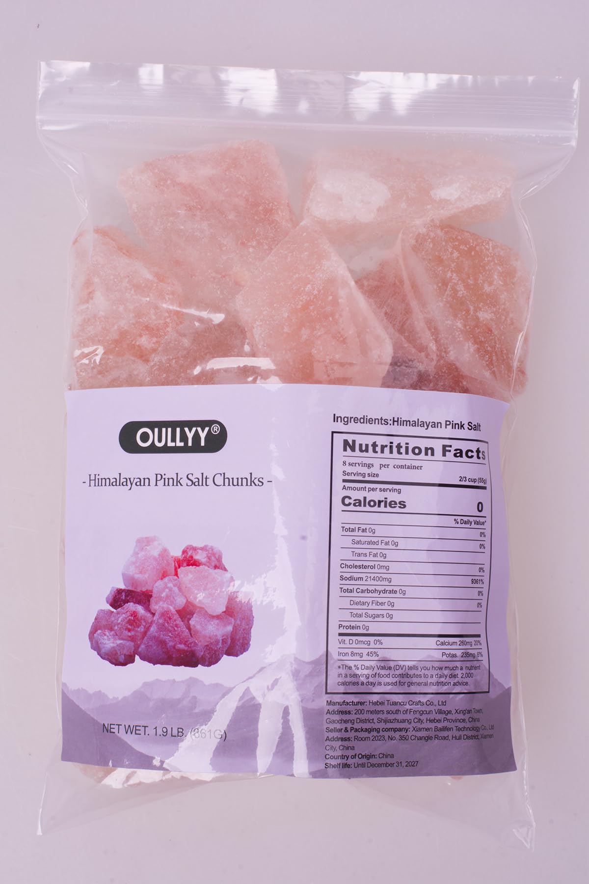 OULLYY Himalayan salt chunks used for decorative crafts and displays.