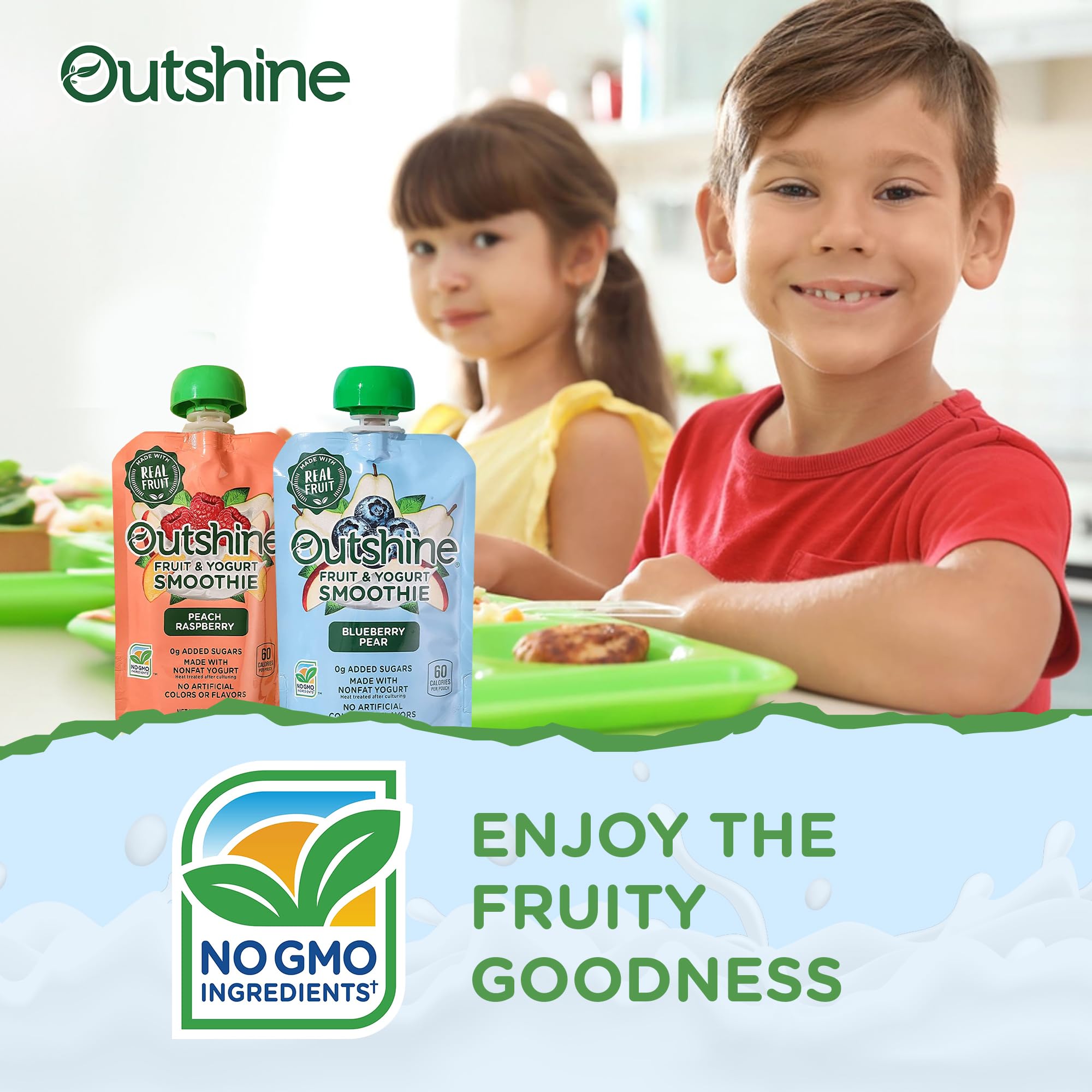 Outshine Fruit & Yogurt Smoothie pouch kids-lunchbox demonstrates a healthy, grab-and-go option.