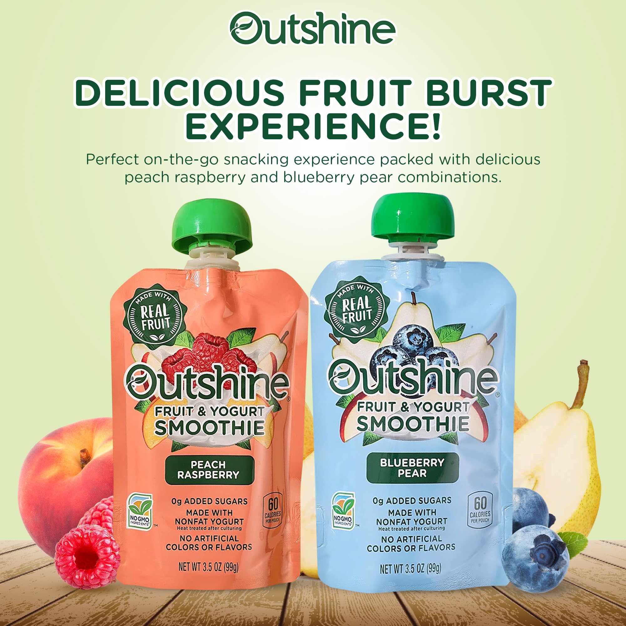Outshine Fruit & Yogurt Smoothie pouch on-the-go ready for backpacks and lunches.
