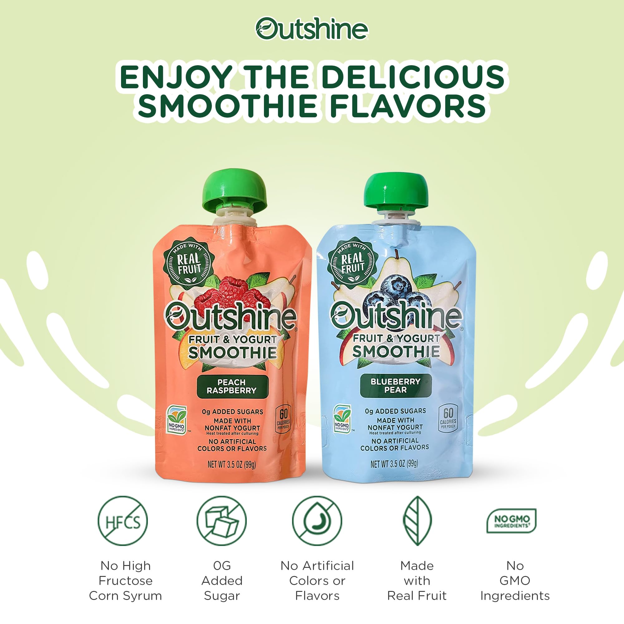 Outshine Fruit & Yogurt Smoothie pouch storage-friendly design for pantry or bag.