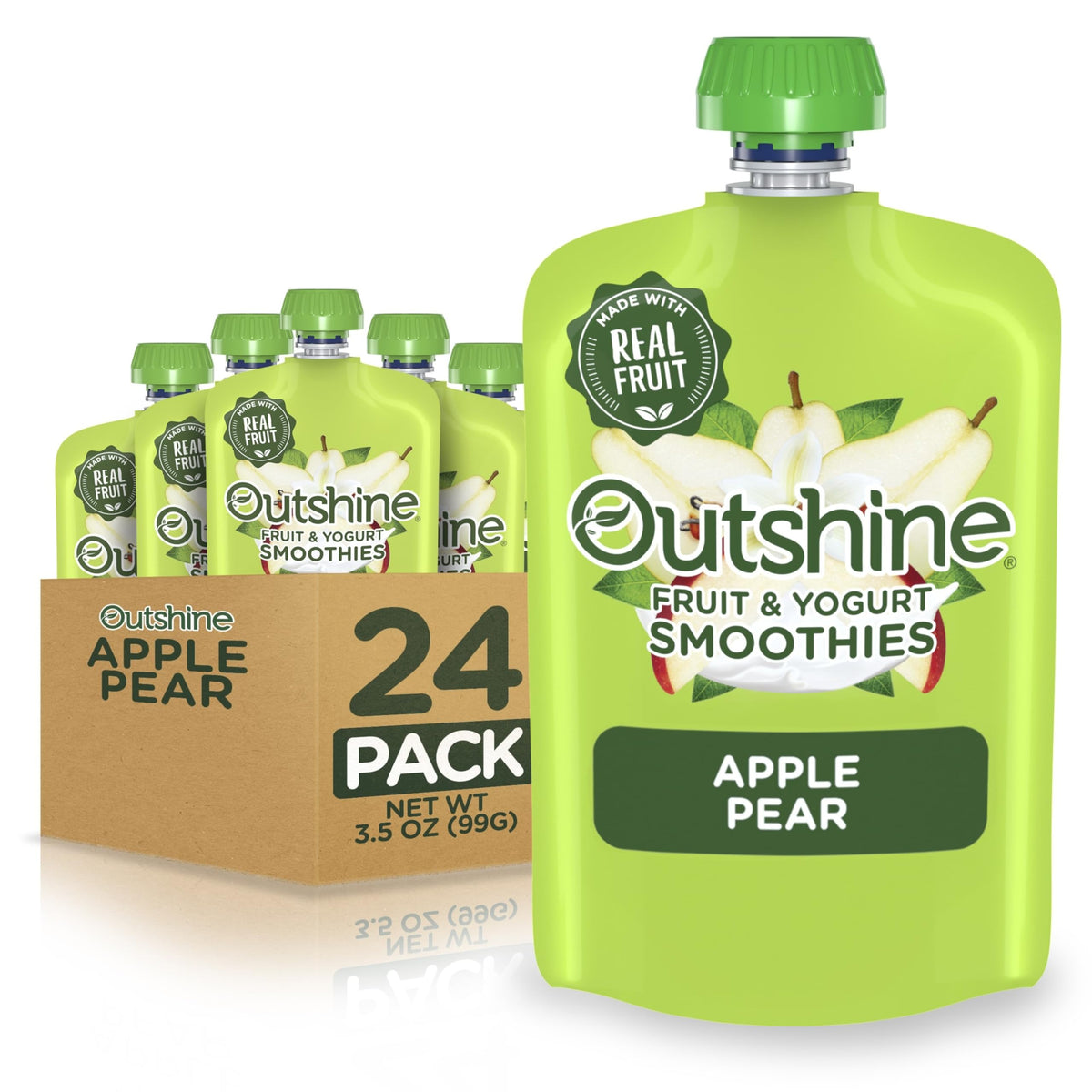Outshine Smoothie Pear Vanilla pouch ideal for on-the-go snacking with real fruit