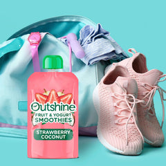Outshine Strawberry Coconut serving glass shows creamy texture for refreshing sips.