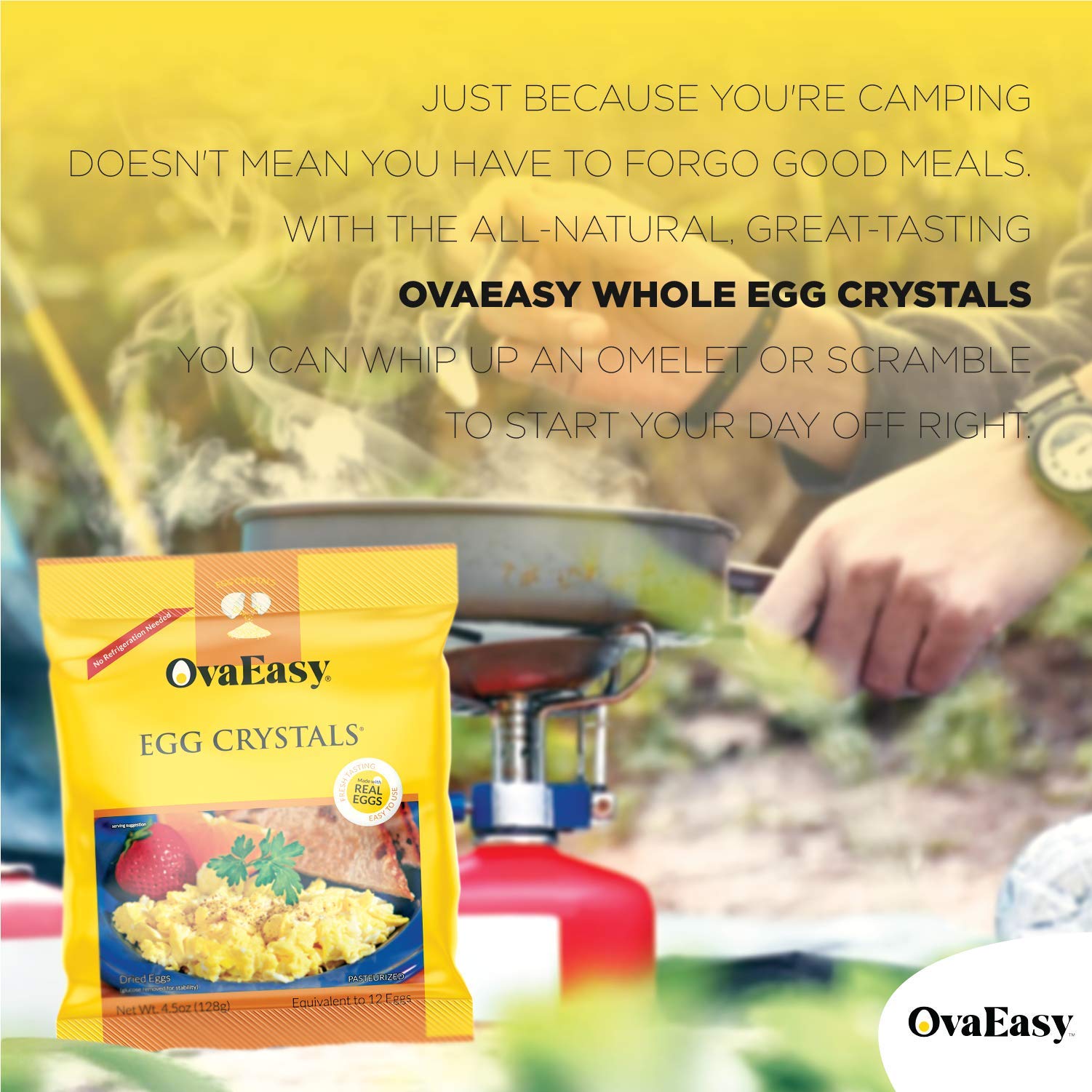 OvaEasy backpacking egg powder in a 5.1oz pouch.