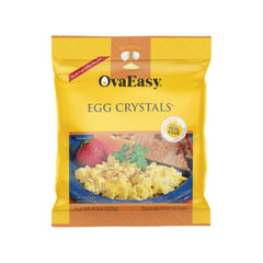 OvaEasy dehydrated egg crystals in a bag for quick outdoor breakfasts.