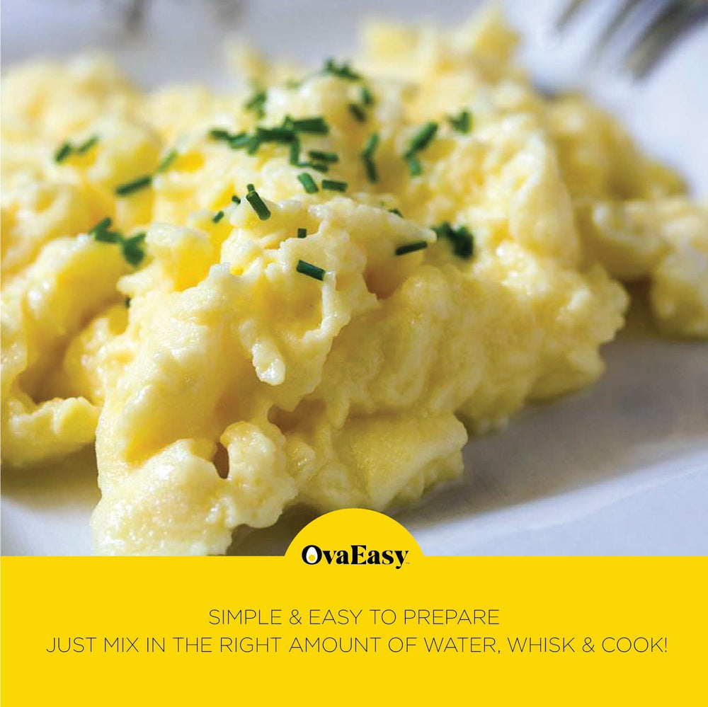 OvaEasy whole egg crystals packaging showing portability and freshness.