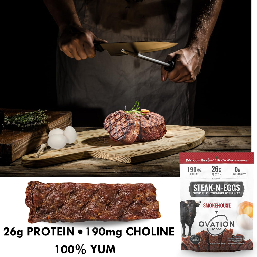 On-the-go snack scene featuring smokehouse beef strips