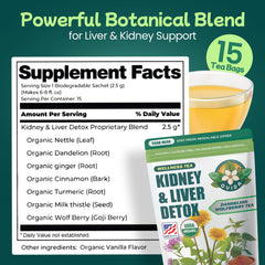 Close-up of dandelion, milk thistle, and goji berries in the blend.