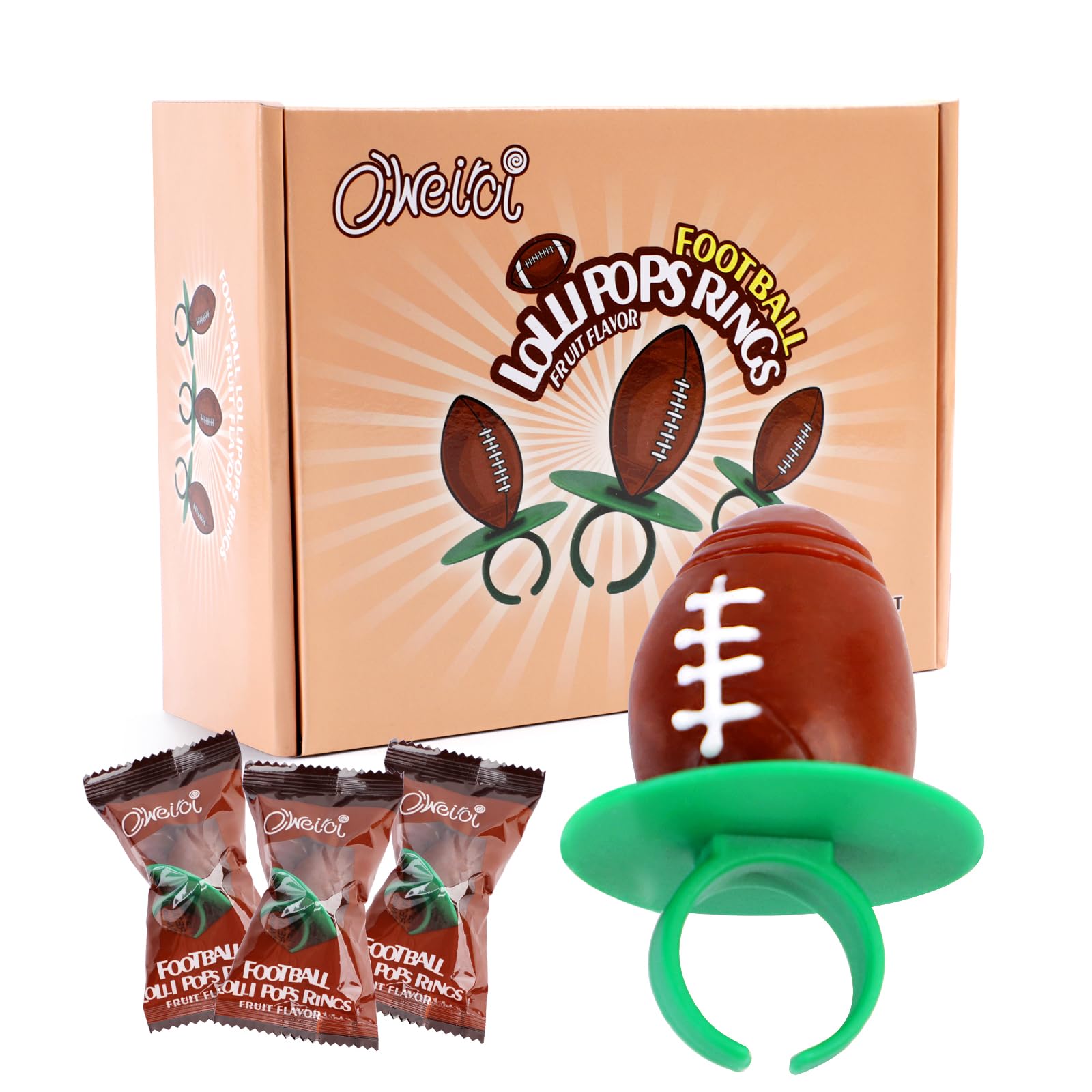 Oweiroi football ring lollipops bag design stand out at parties and events.