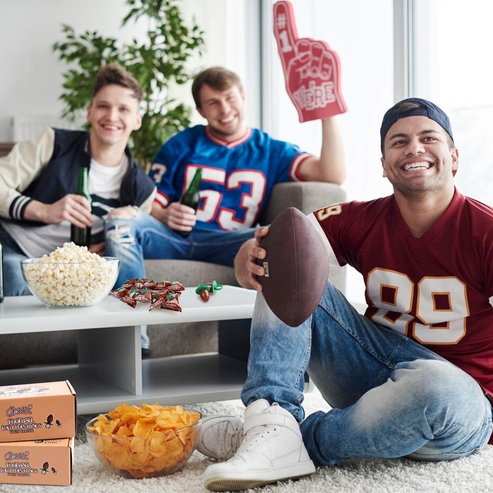 Oweiroi football ring lollipops party favors for birthdays and celebrations.