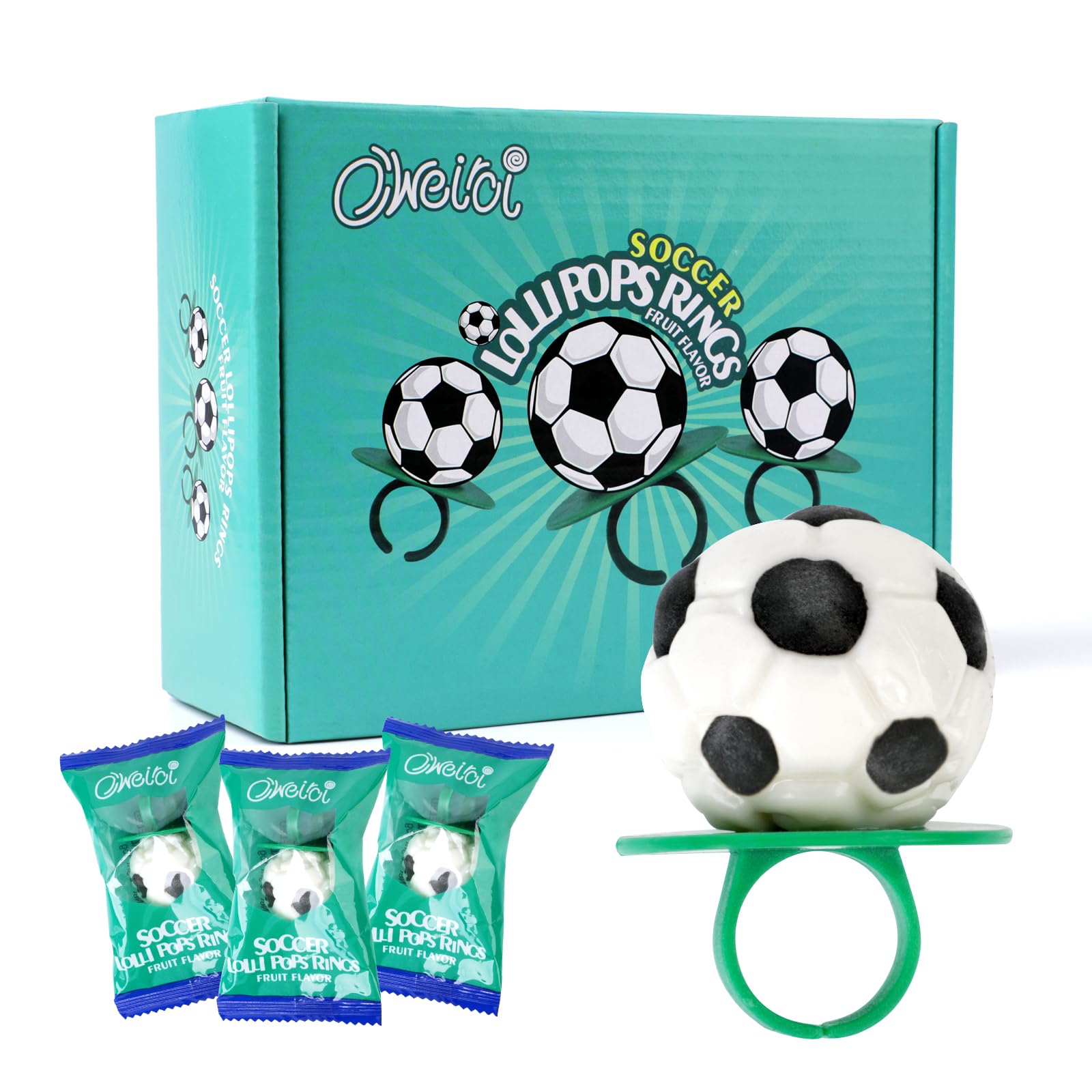 Oweiroi Soccer Ring Candies pack for party favors and celebrations.