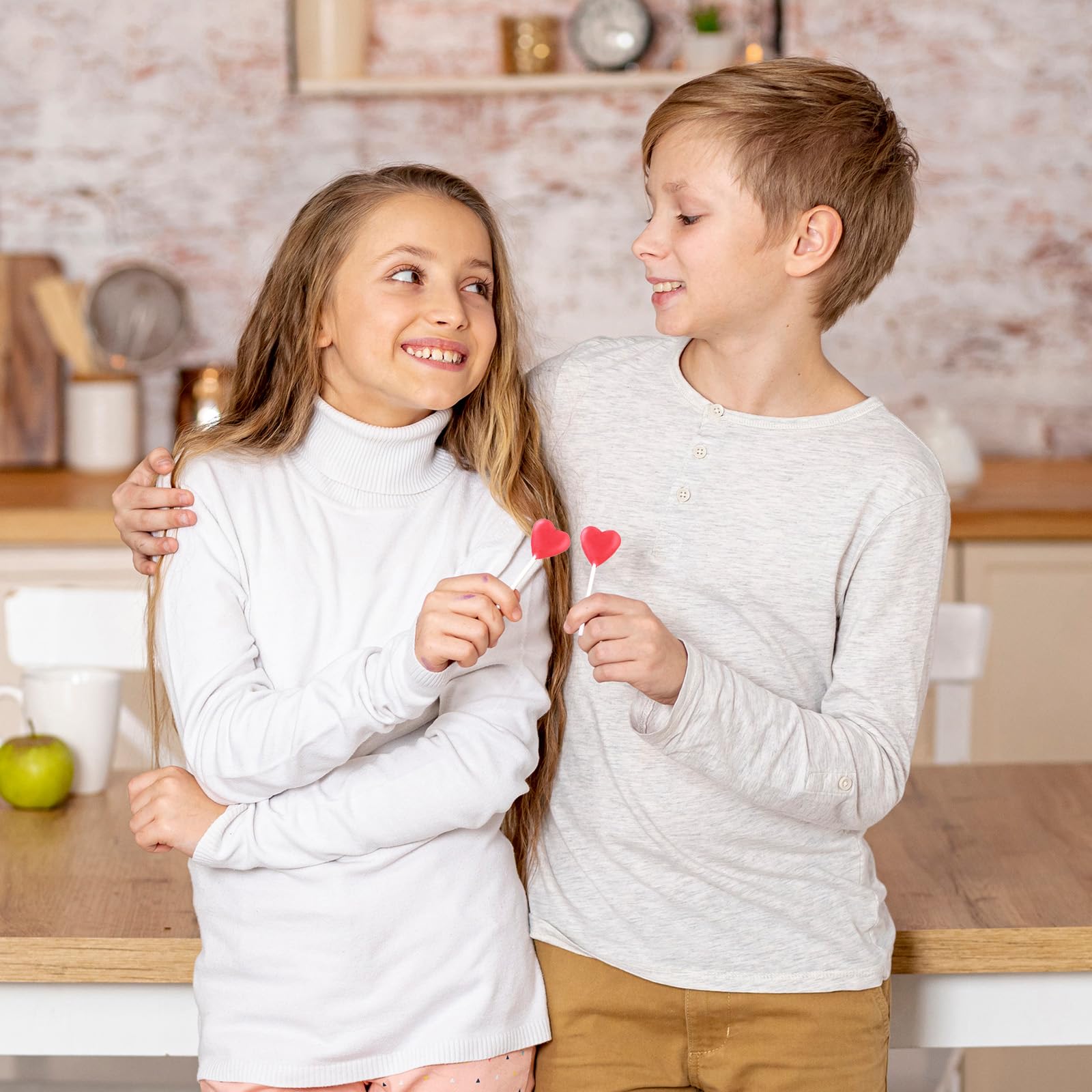 Oweiroi Valentines cherry-flavored lollipop, red heart shape, playful treat.
