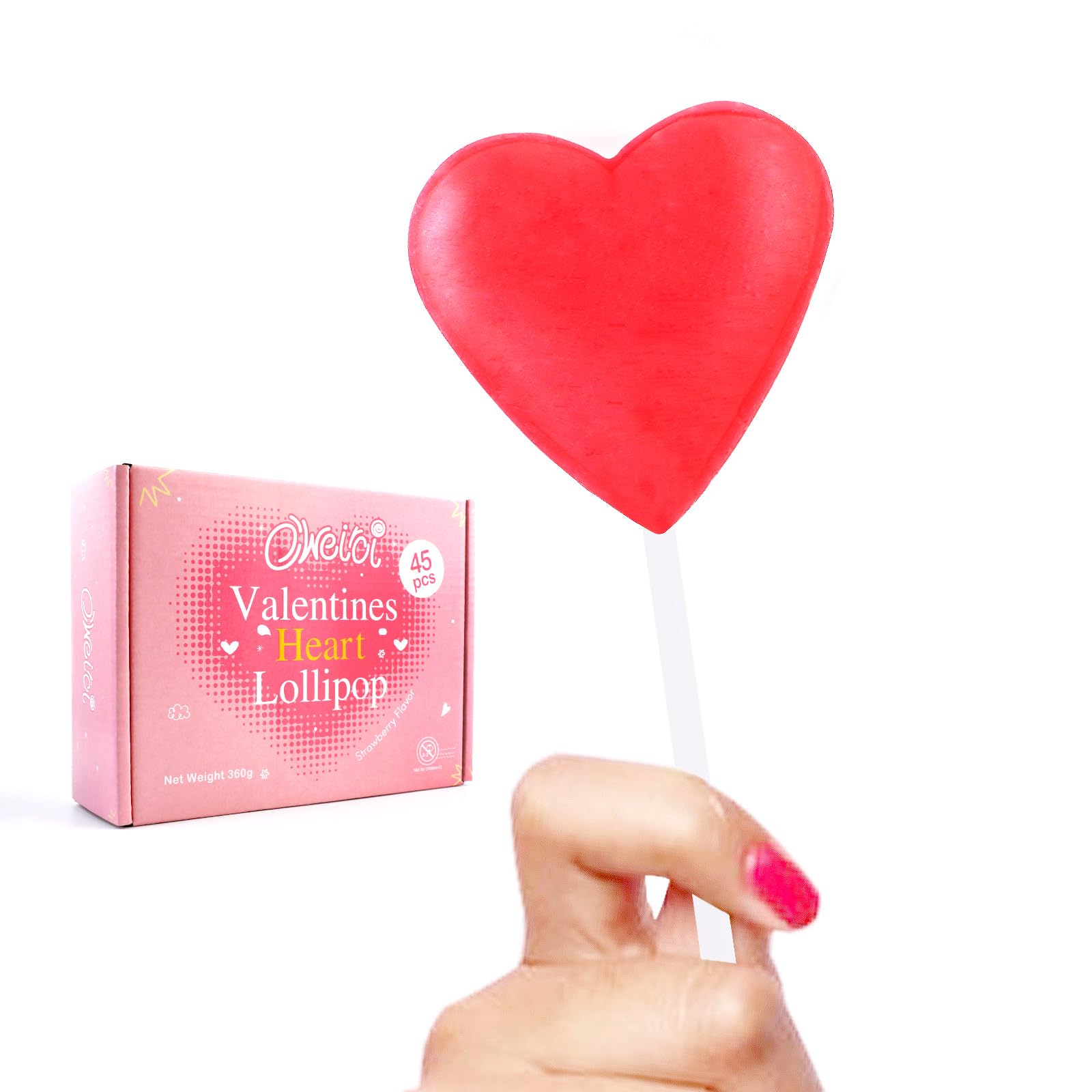 Oweiroi Valentines Day lollipops in gift-ready packaging, perfect for celebrations.