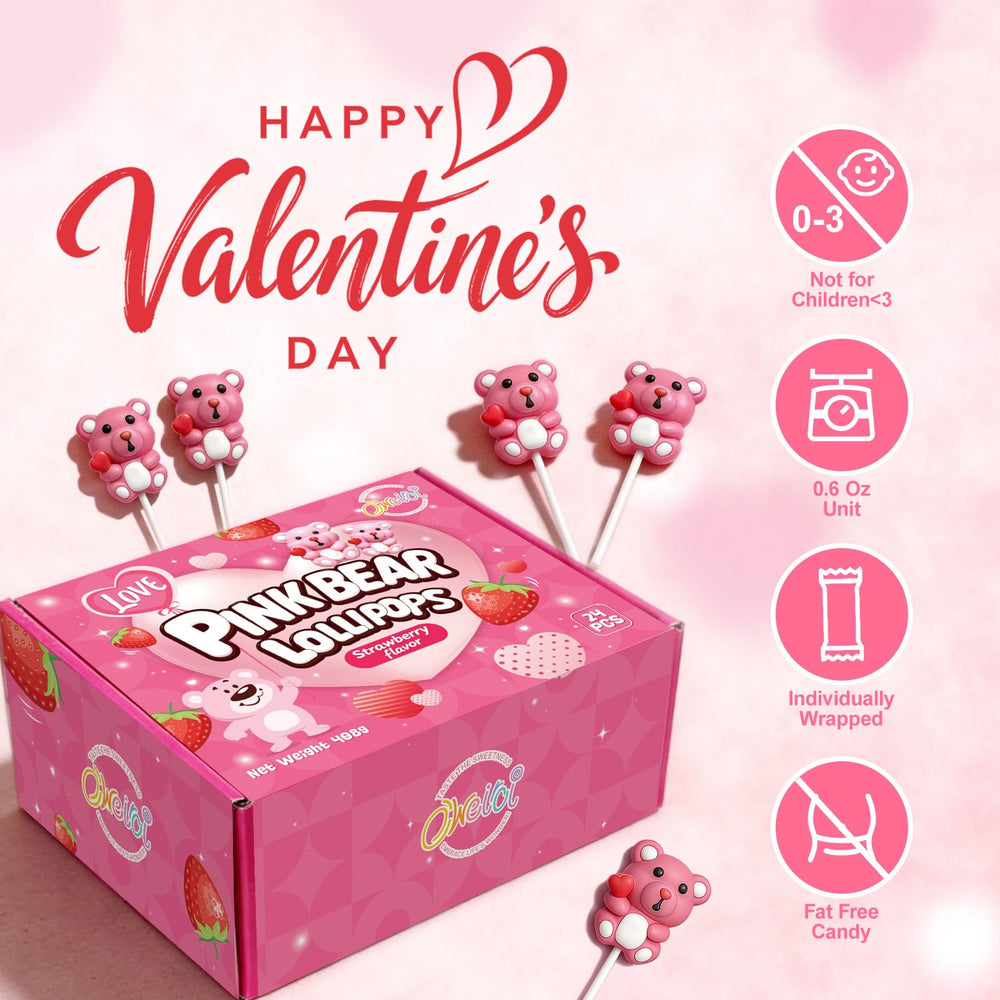Oweiroi bear design lollipop with strawberry flavor for celebrations.