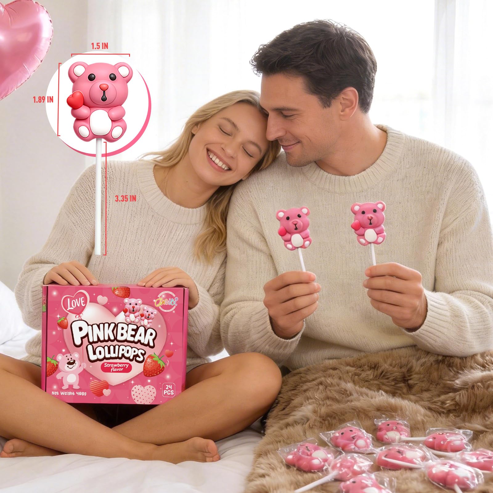 Oweiroi handmade pink bear lollipops add charm to events and gifts.