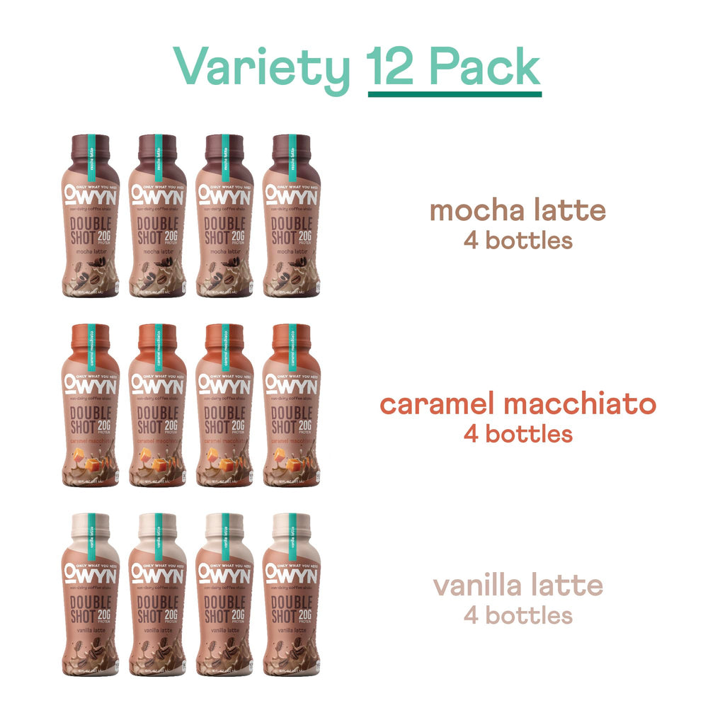 OWYN Coffee Shake on-the-go pack demonstrates convenient 20g protein with 180mg caffeine