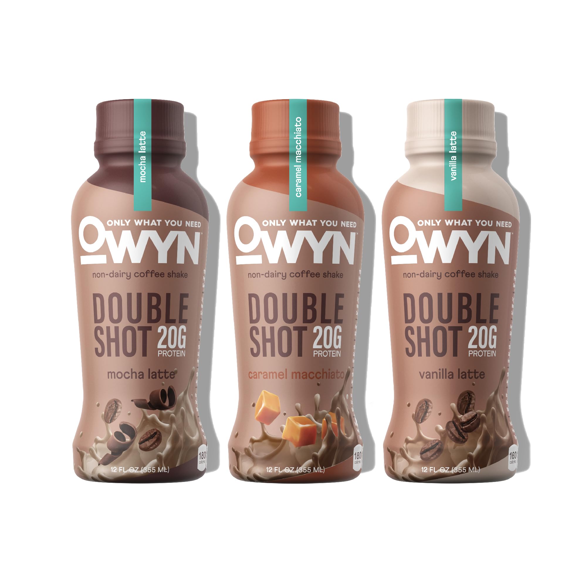OWYN Double Shot Mocha Latte bottle shows dairy-free protein for on-the-go energy