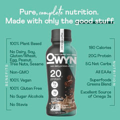 OWYN greens and prebiotics in a shake for digestive support.