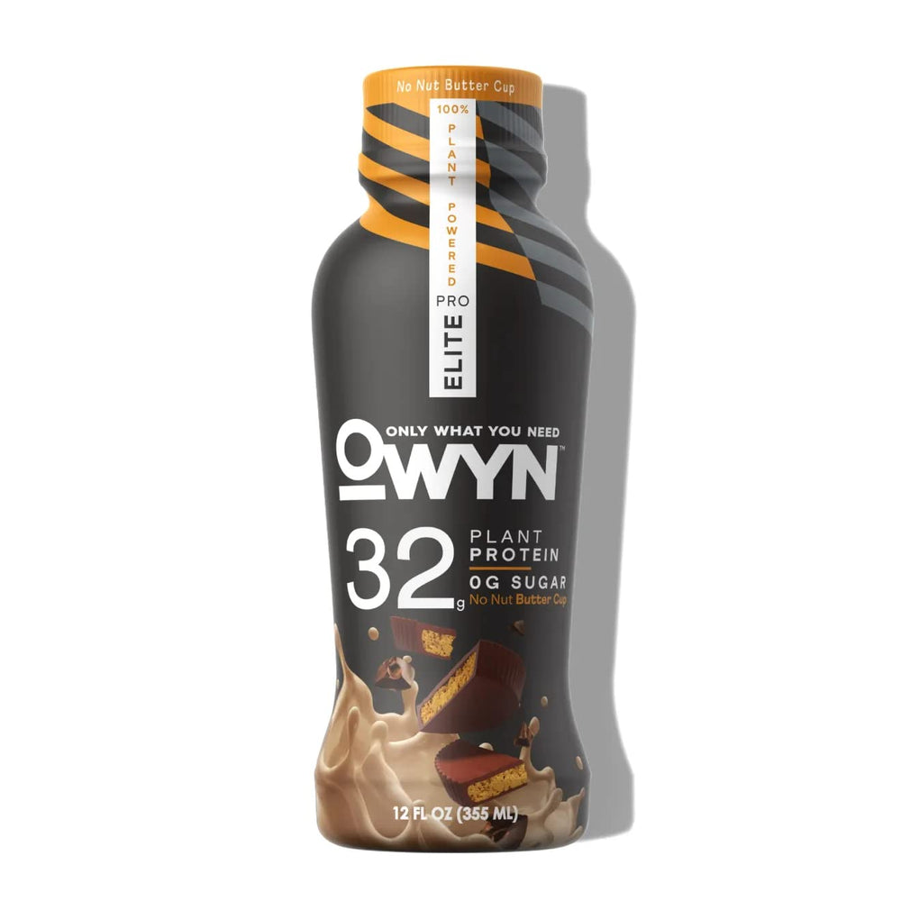 OWYN No Nut Butter Cup Pro Elite bottle showing plant-based protein for daily energy.