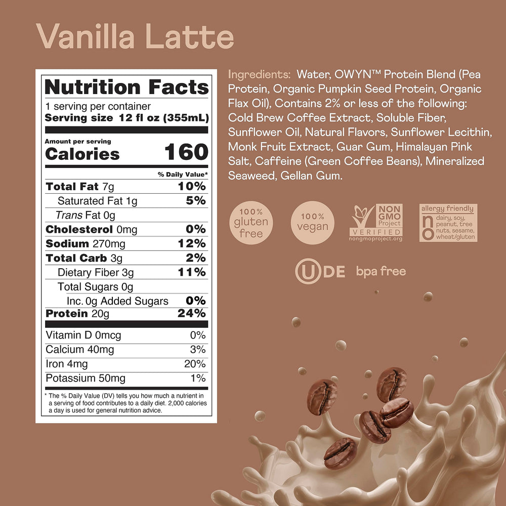 On-the-go consumer enjoys OWYN Double Shot Vanilla Latte as a coffee-like shake