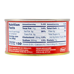 Ox & Palm corned beef original chunky can top shows easy-open lid for quick meals.