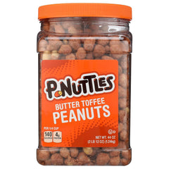 P-Nuttles Butter Toffee Peanuts in a resealable jar for convenient snacking