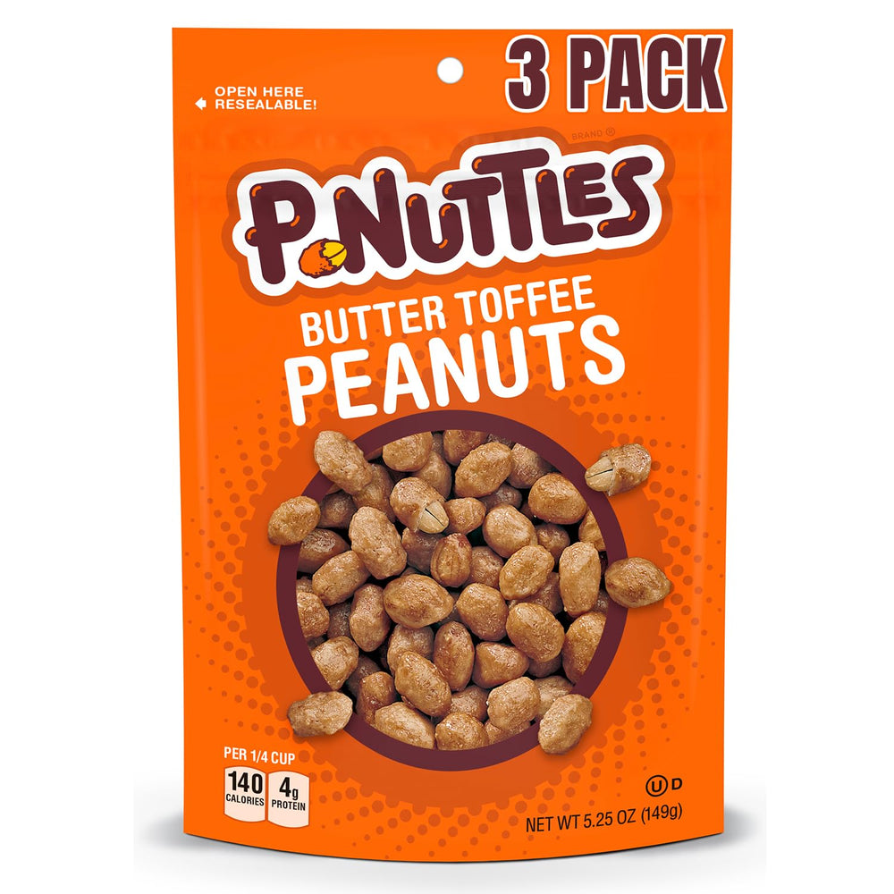 P-Nuttles Butter Toffee Peanuts 3-pack for gatherings.