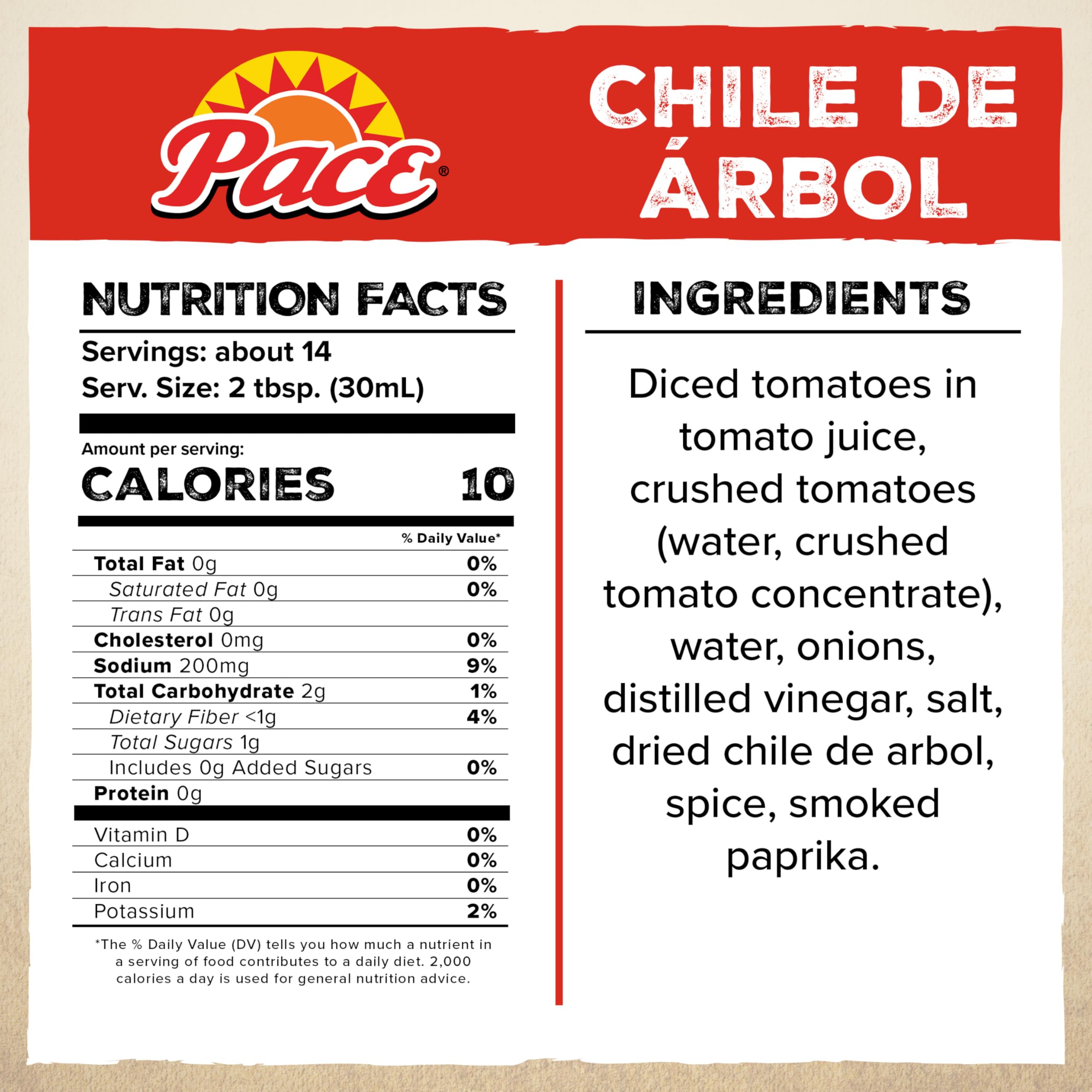Pace Chile de Arbol Salsa chip-dipping action enhances snacks.