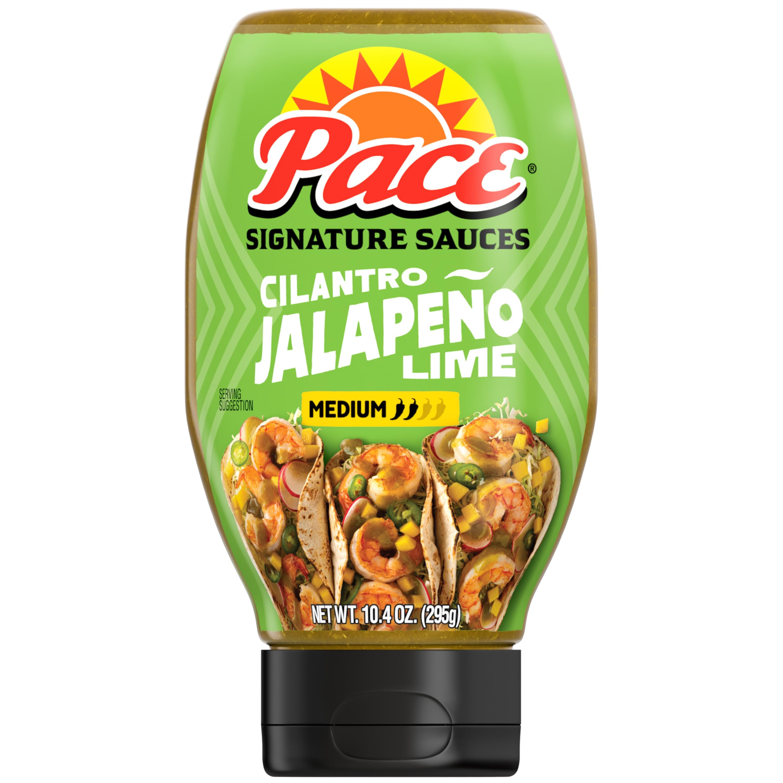 Pace Cilantro Jalapeno Lime Sauce bottle ready for pour to elevate meals.