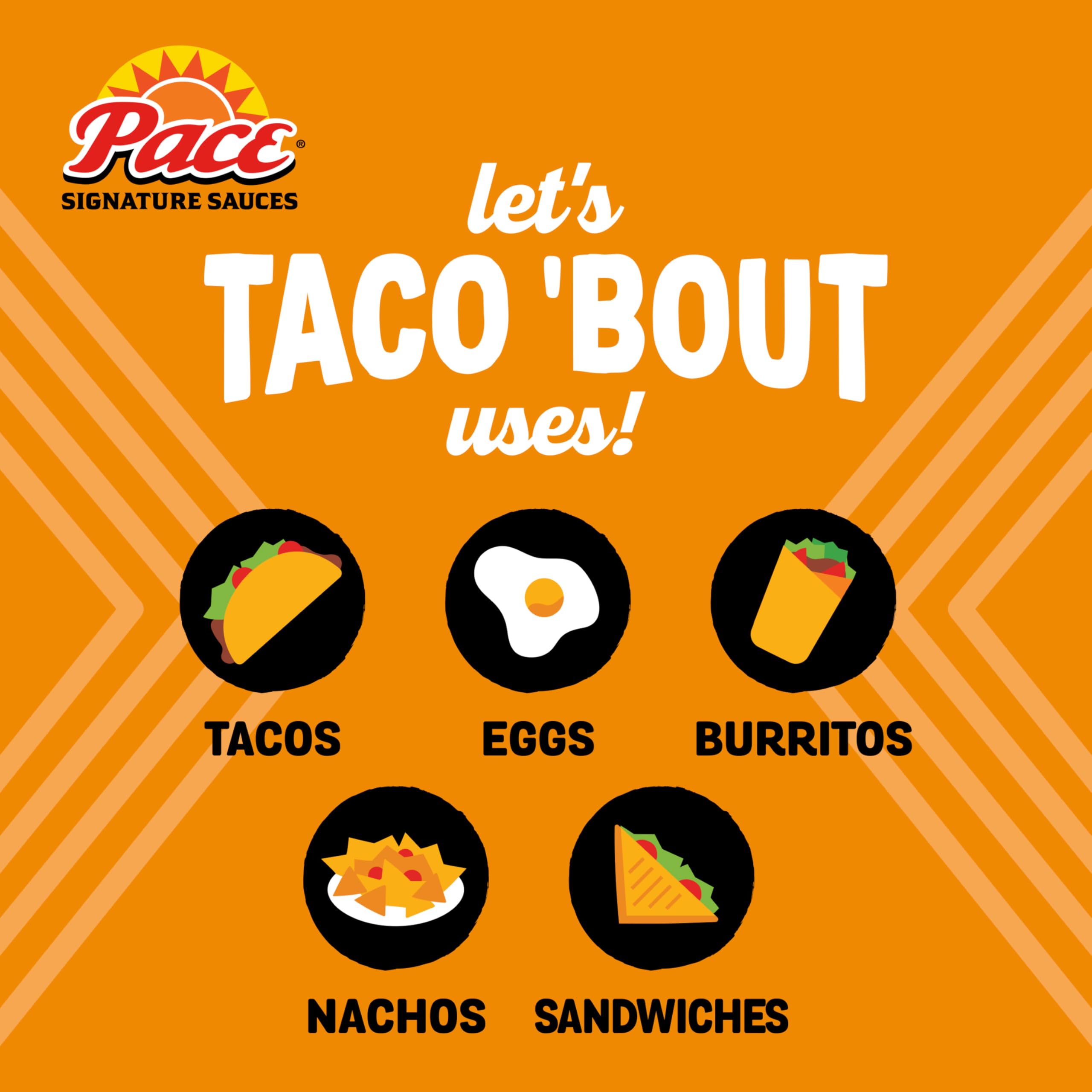 Pace Classic Taco Sauce ingredients closeup highlights vine-ripened tomatoes.