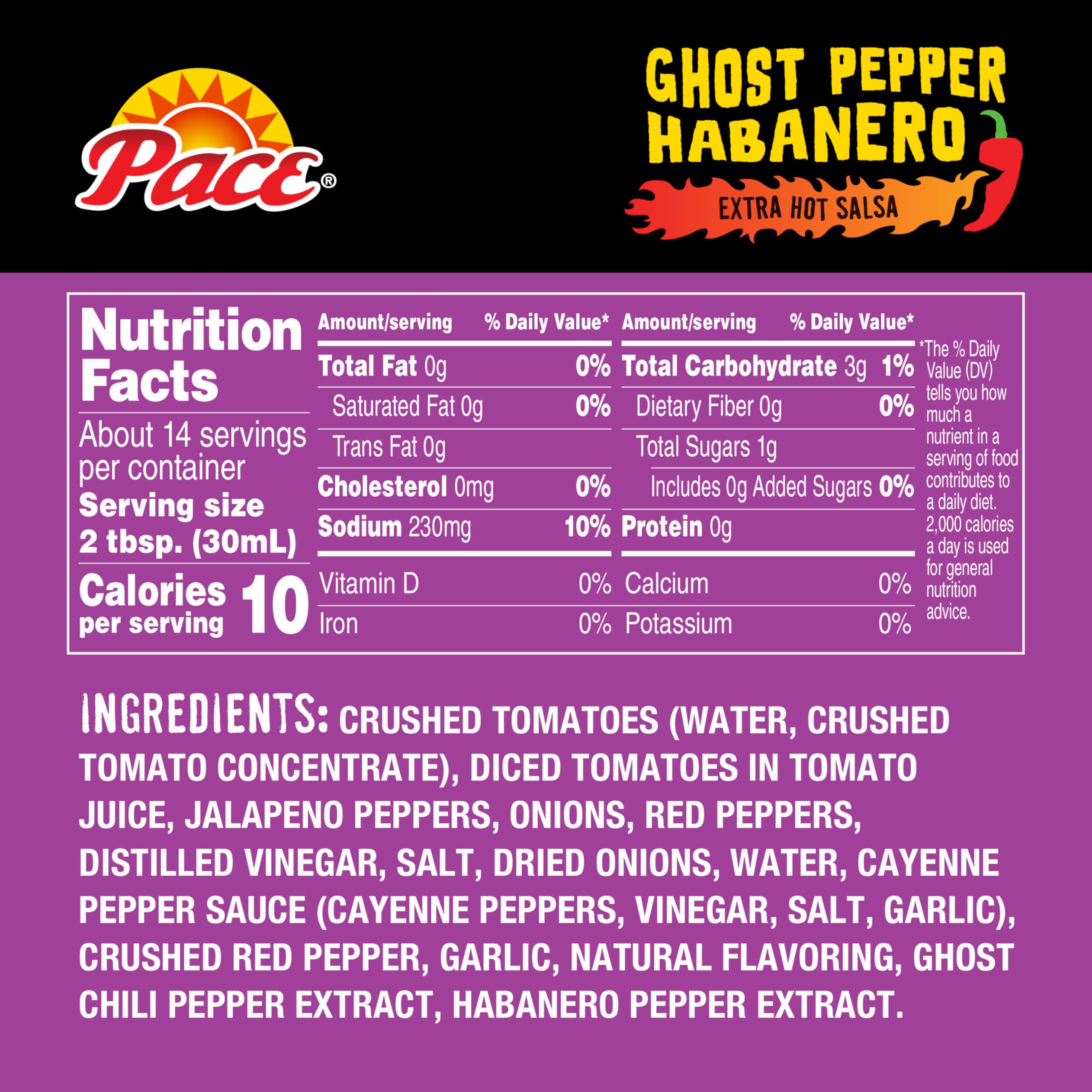 Close-up of ghost peppers and habanero peppers in Pace salsa, signaling fiery heat.