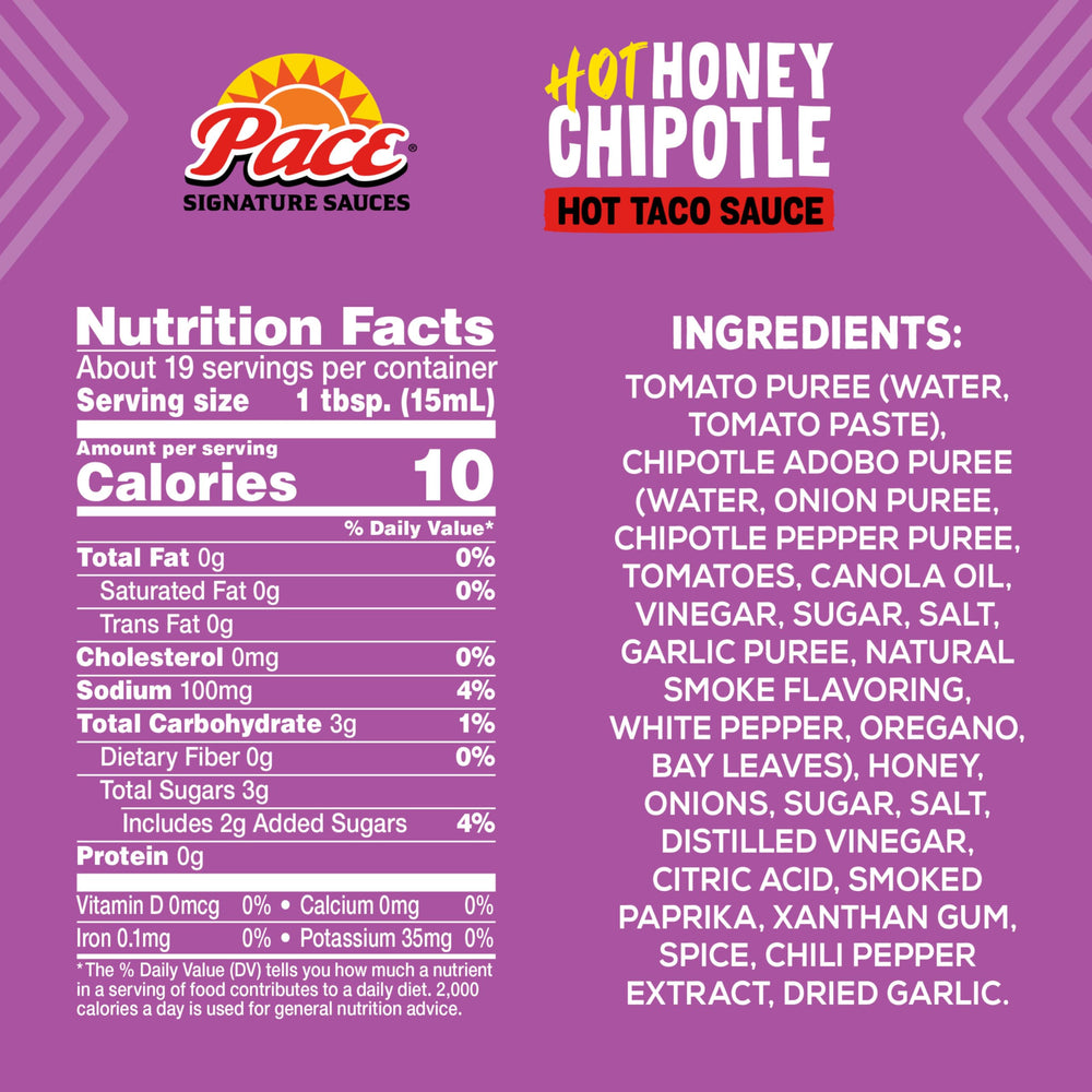 Pace Hot Honey Chipotle Sauce being poured over a dish for vibrant flavor