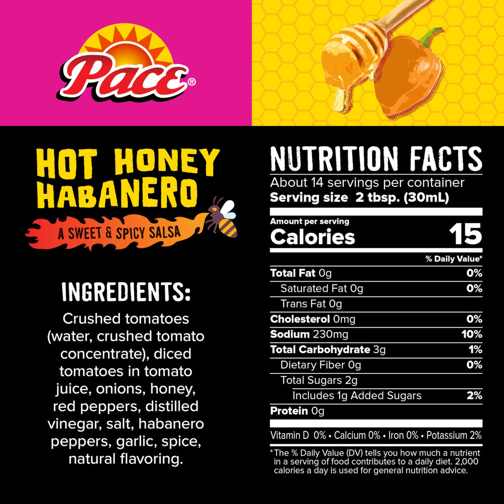 Pace Hot Honey Habanero salsa with chips, spicy-sweet dip that elevates game-day snacks.