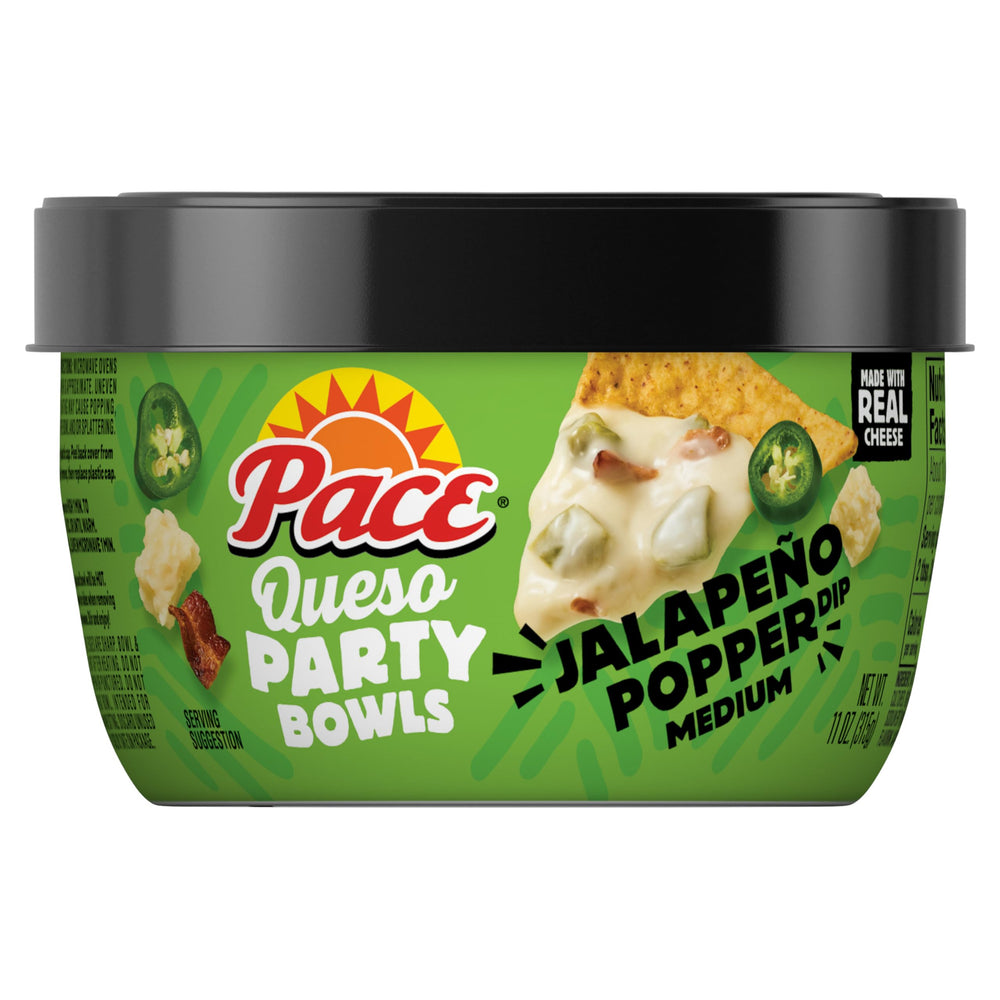 Pace Jalapeño Popper Dip bowl front ready to dip crispy tortilla chips
