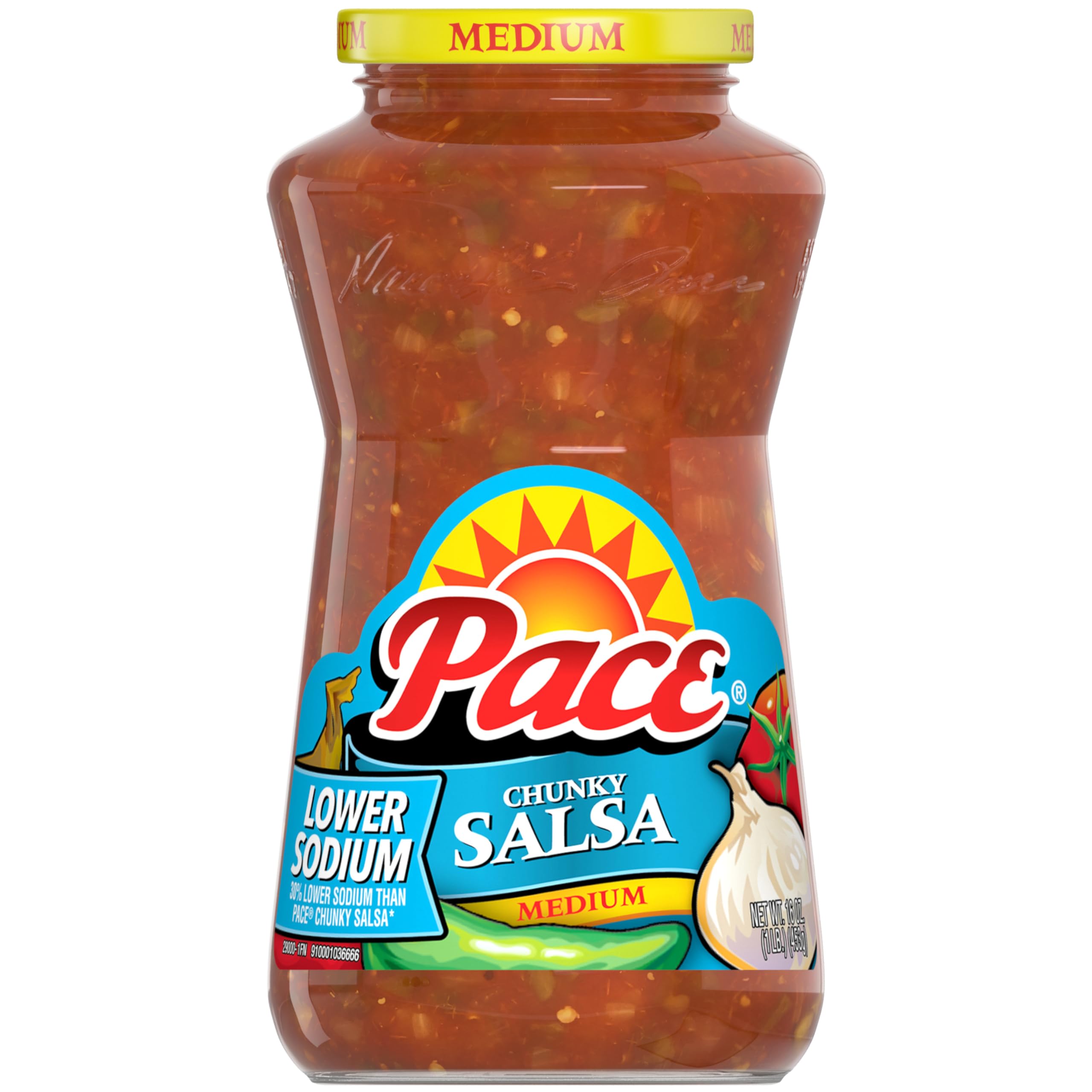 Pace Lower Sodium Chunky Mild Salsa jar adds bold flavor to dips.